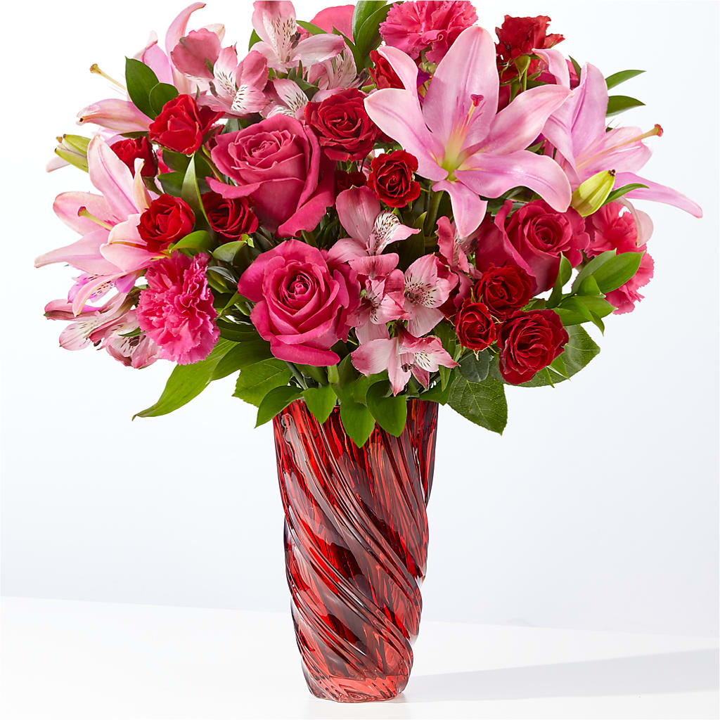 In Love Bouquet with Luxe Swirl Vase – Flowers By Aylen Llc, Fort Pierce FL