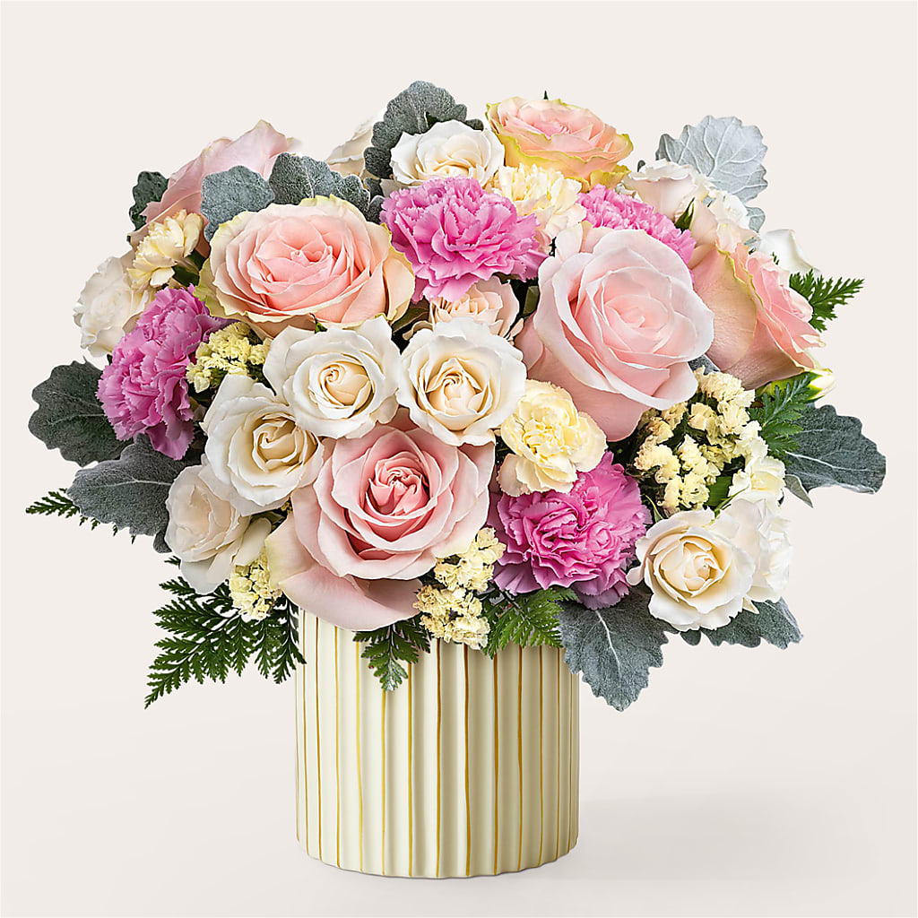 Blissful Moments Bouquet with Ivory Vase – Flowers By Aylen Llc, Fort Pierce FL