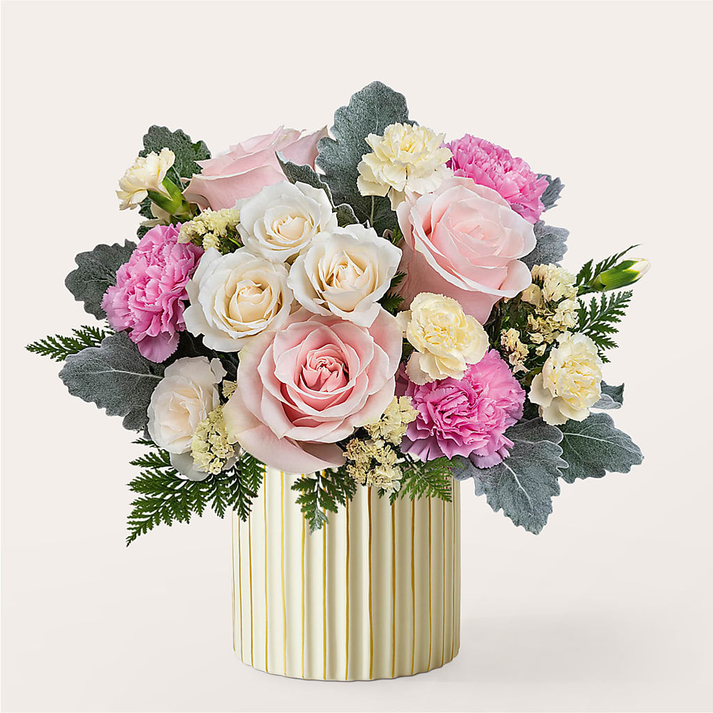 Blissful Moments Bouquet with Ivory Vase – Flowers By Aylen Llc, Fort Pierce FL
