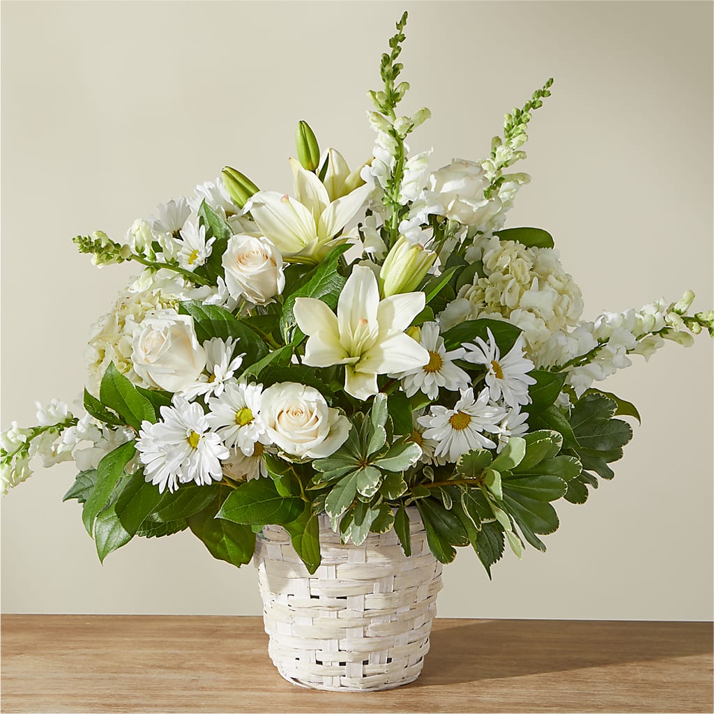 Ivory Elegance Floral Basket – Flowers By Aylen Llc, Fort Pierce FL