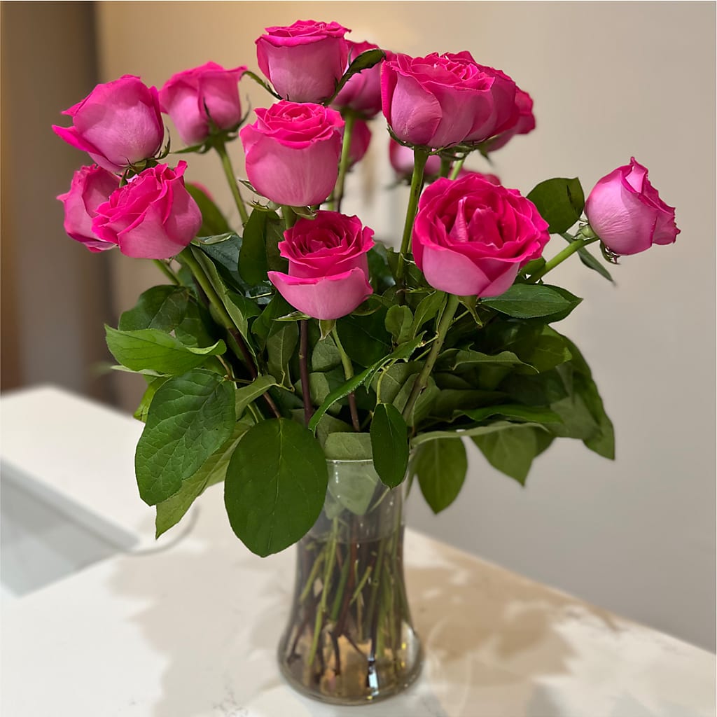 Long Stem Pink Rose Bouquet –  Flowers By Aylen Llc, Fort Pierce FL