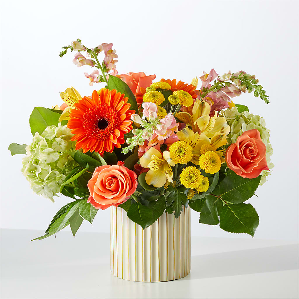 Autumn Sunshine Bouquet with Ivory Vase –  Flowers By Aylen Llc, Fort Pierce FL