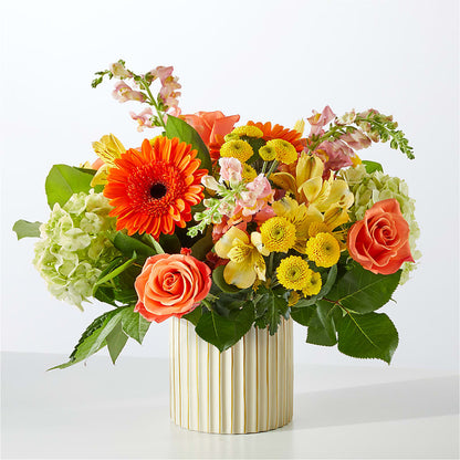 Autumn Sunshine Bouquet with Ivory Vase –  Flowers By Aylen Llc, Fort Pierce FL