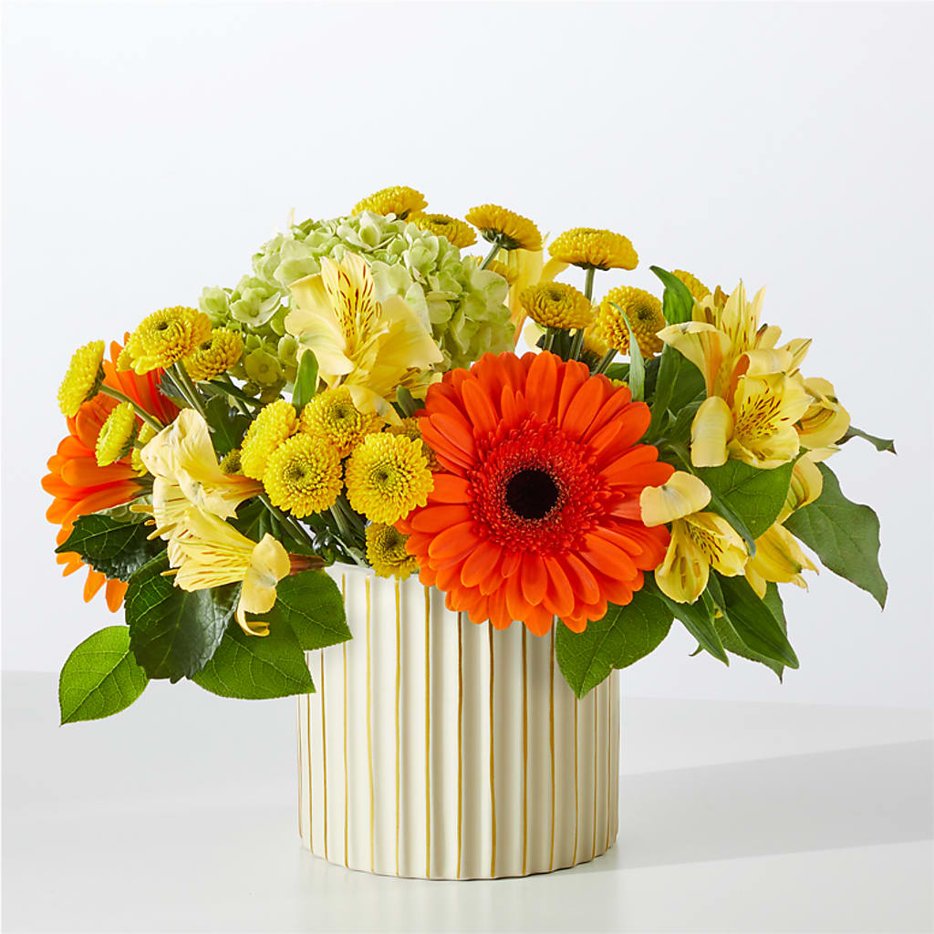 Autumn Sunshine Bouquet with Ivory Vase –  Flowers By Aylen Llc, Fort Pierce FL